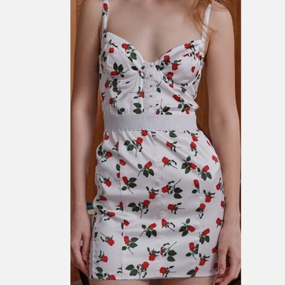 For Love And Lemons Love Song Satin Mini dress white red green - M - Picture 1 of 11